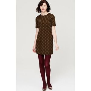 Ann Taylor Black & Gold Art Deco Sunburst Pattern Shift Dress